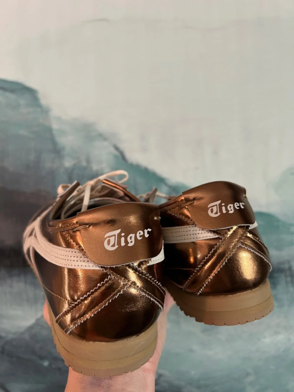 Brand New Onitsuka Metallic Bronze and Cream Sneakers - Picture 4 of 8